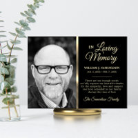 Gold Sympathy Funeral Memory THANK YOU Photo