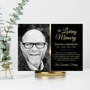 Gold Sympathy Funeral Memory THANK YOU Photo