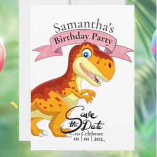 Gold T Rex, Birthday Girl Invitation
