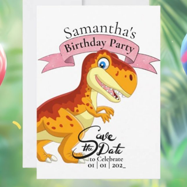 Gold T Rex, Birthday Girl  Invitation (Gold T Rex Happy Birthday  Invitation – Roar with Fun!)