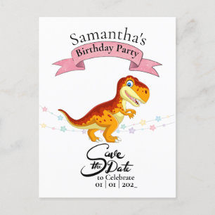 Gold T Rex, Happy Birthday Girl  Postcard