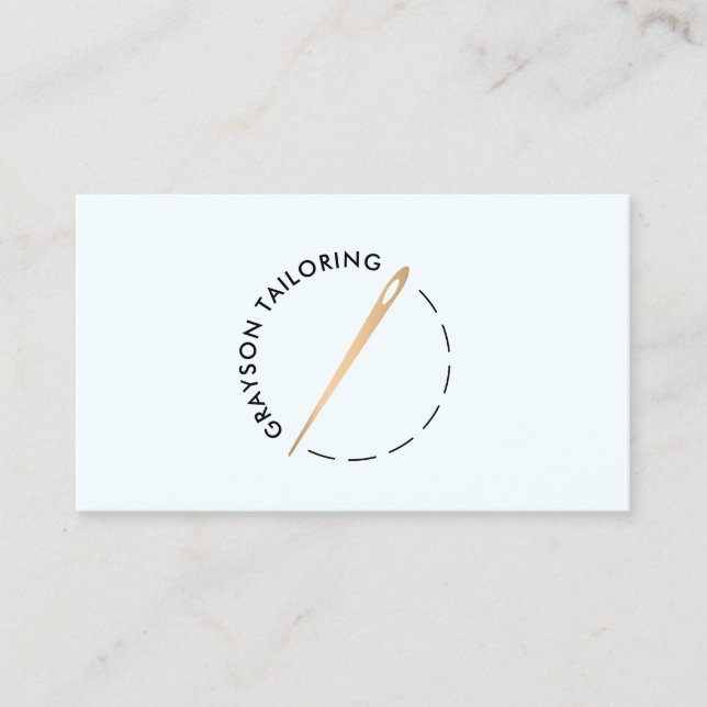 Gold Tailoring Needle and Thread Business Card (Front)