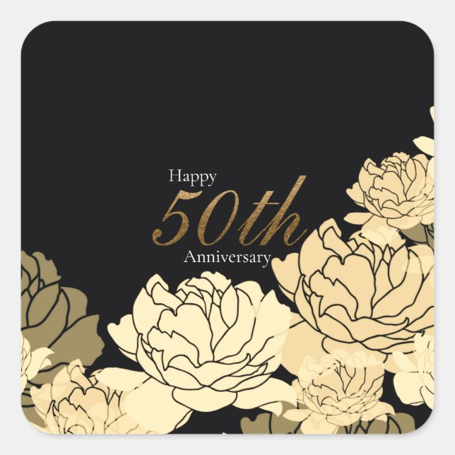 Gold, tan and beige 50th anniversary rose sticker (Front)