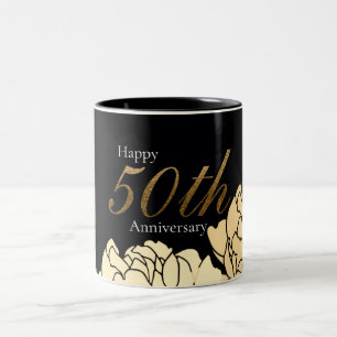 Gold, tan and beige 50th anniversary rose  Two-Tone coffee mug