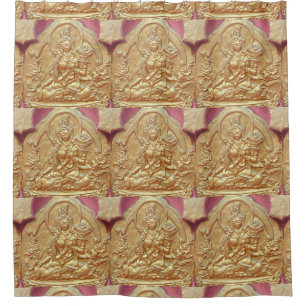 gold tara buddha  pattern shower curtain