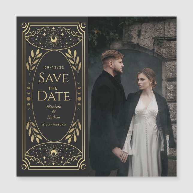 Gold Tarot Card Photo Save the Date (Front)