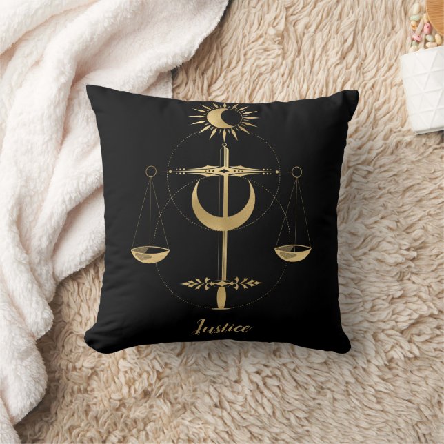 Gold Tarot Justice Symbol Cushion (Blanket)