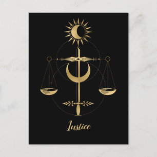 Gold Tarot Justice Symbol Postcard