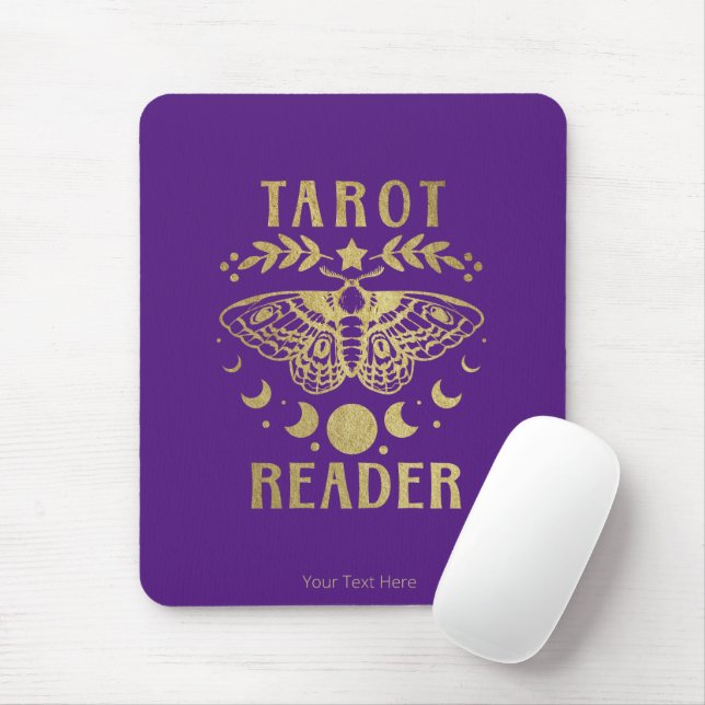 Gold Tarot Reader Moon Phase Moth Stars Mouse Pad (With Mouse)