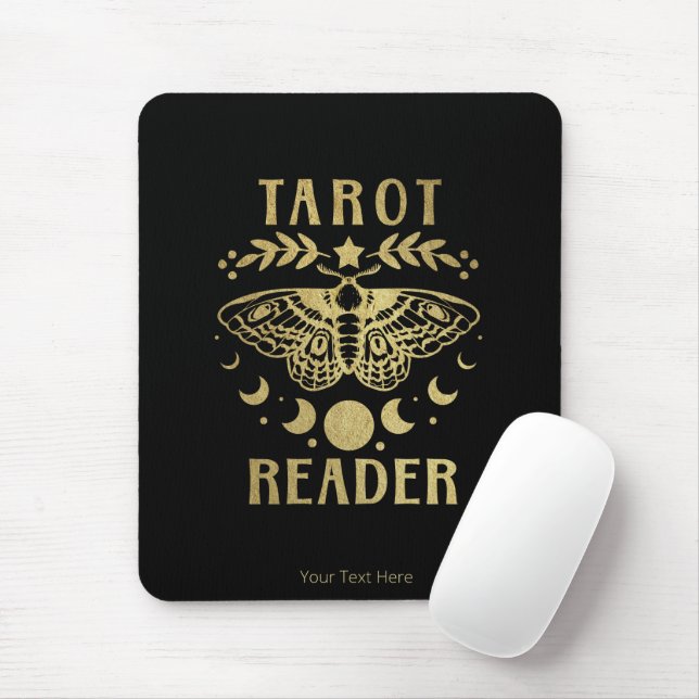 Gold Tarot Reader Moon Phase Moth Stars Mouse Pad (With Mouse)