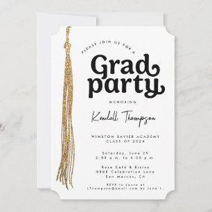Gold tassel modern Graduation Party Invitation