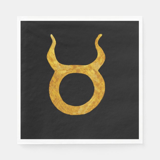 Gold Taurus  Astrology Sign Custom Napkin (Front)