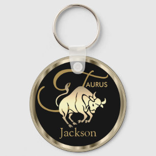 Gold - Taurus ♉ the Bull - Zodiac Sign Key Ring