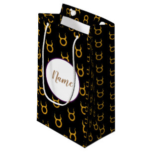 Gold Taurus Zodiac Astrology Sign Personalised Small Gift Bag