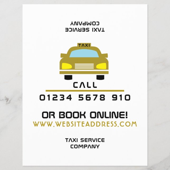 Gold Taxi Cab Logo with Price List Flyer (Front)