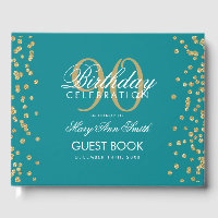 Gold Teal 90th Birthday Glitter Confetti