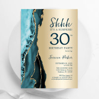 Gold Teal Agate Surprise 30th Birthday