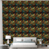 Gold Teal And Orange Abstract Art,