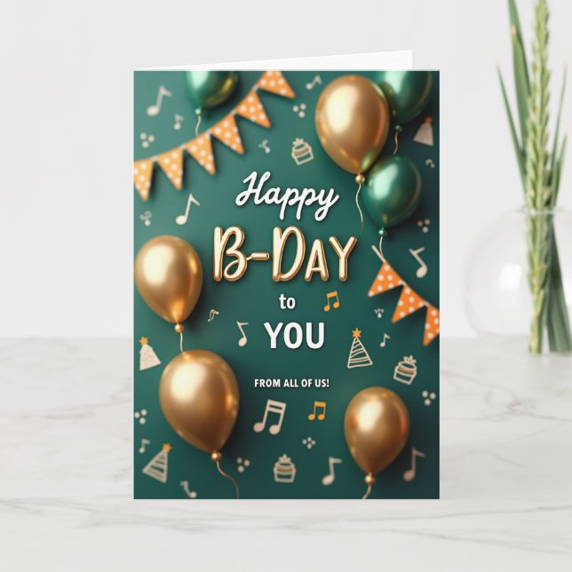 Gold Teal Birthday Card (Front)