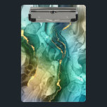 Gold, Teal & Dark Grey Liquid Ink Mini Clipboard<br><div class="desc">A trendy Gold,  Teal and Dark Grey Liquid Ink design to brighten your day. Click “Customise” to change colours.</div>