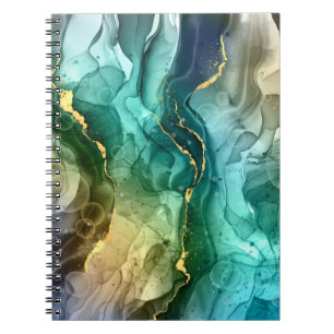 Gold, Teal & Dark Grey Liquid Ink Notebook