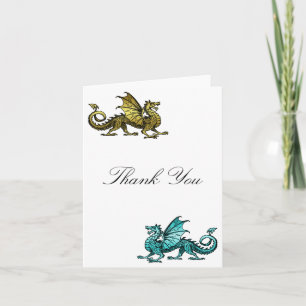 Gold Teal Dragon Thank You Card