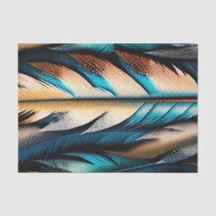 Gold & Teal Feather Art Tissue Paper
