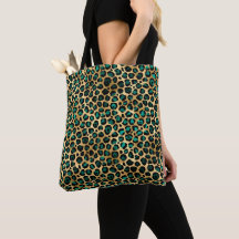 Gold & Teal Glam Leopard Print