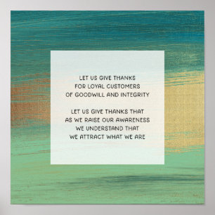 Gold Teal Gratitude Affirmation 3 Loyal Customers Poster
