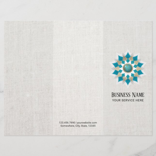 Gold & Teal Lotus Flower Mandala Elegant Trifold (Front)