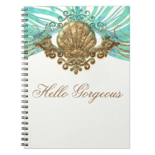 Gold & Teal Sea Shell Glam Beach Elegant Journal