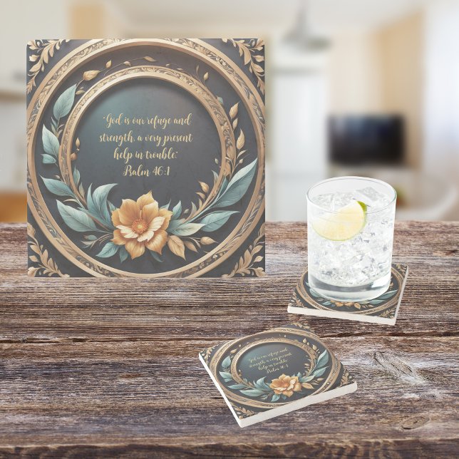 Gold Teal Verona Sunset Customisable  Stone Coaster (Creator Uploaded)