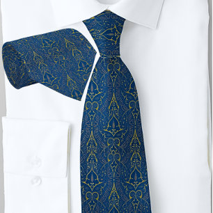 Gold Teal Victorian Owen Jones Tie