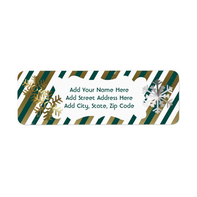 Gold, Teal, White Stripe Return Address Label (Front)