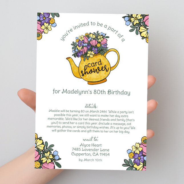 Gold Teapot 80th Birthday Card Shower by Mail (Creator Uploaded)