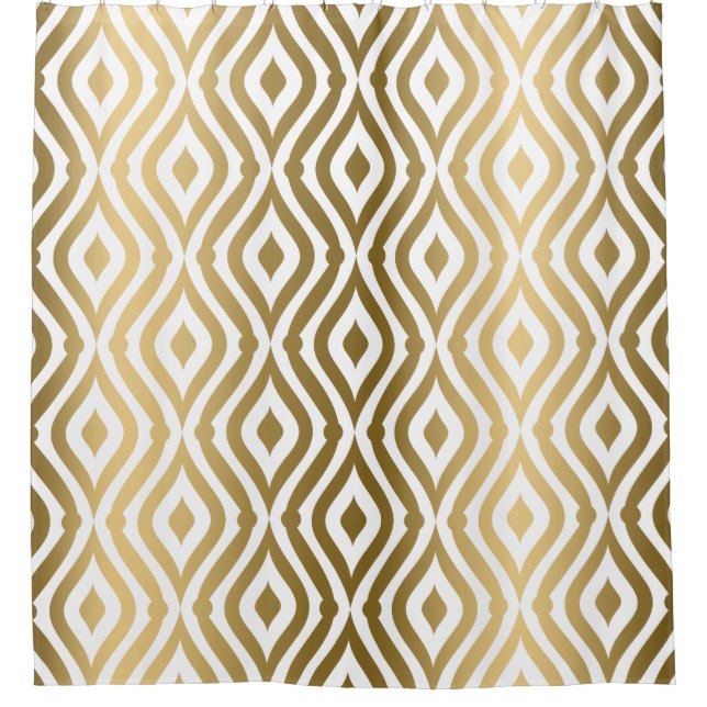 Gold Teardrops Geometric Pattern Shower Curtain (Front)