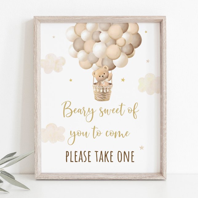 Gold Teddy Bear Balloon Baby Shower Favour Sign (Creator Uploaded)