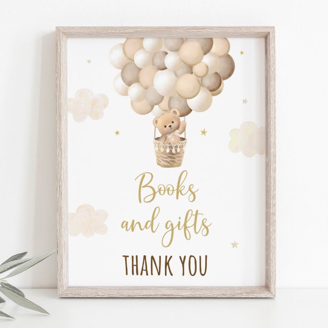 Gold Teddy Bear Balloons Baby Shower Gifts Sign (Creator Uploaded)