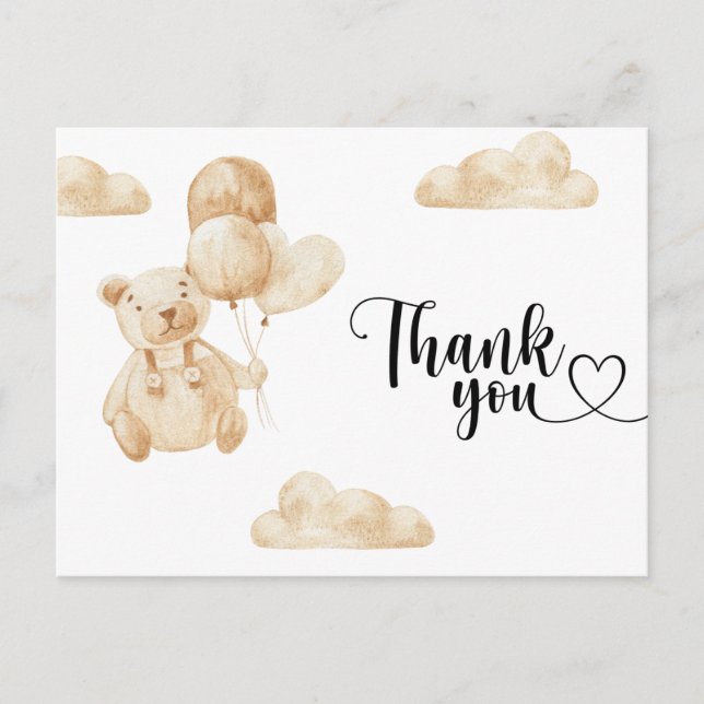 Gold Teddy Bear thank you card (Front)
