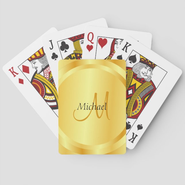 Gold Template Initial Monogram Modern Customise Playing Cards (Back)