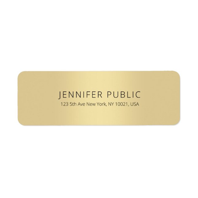 Gold Template Professional Modern Classy Simple Return Address Label (Front)