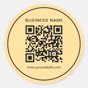 Gold Template Your Custom Text Company QR Code Classic Round Sticker