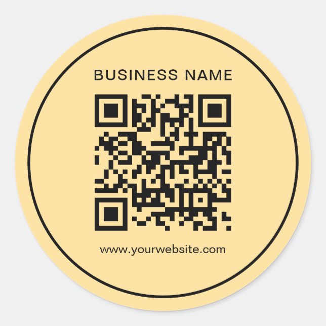 Gold Template Your Custom Text Company QR Code Classic Round Sticker (Front)