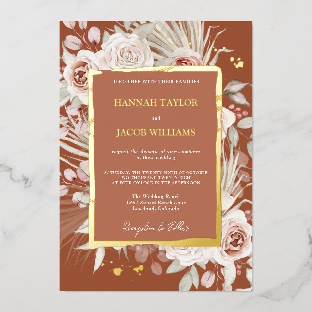 Gold Terracotta Floral Boho Wedding (Front)