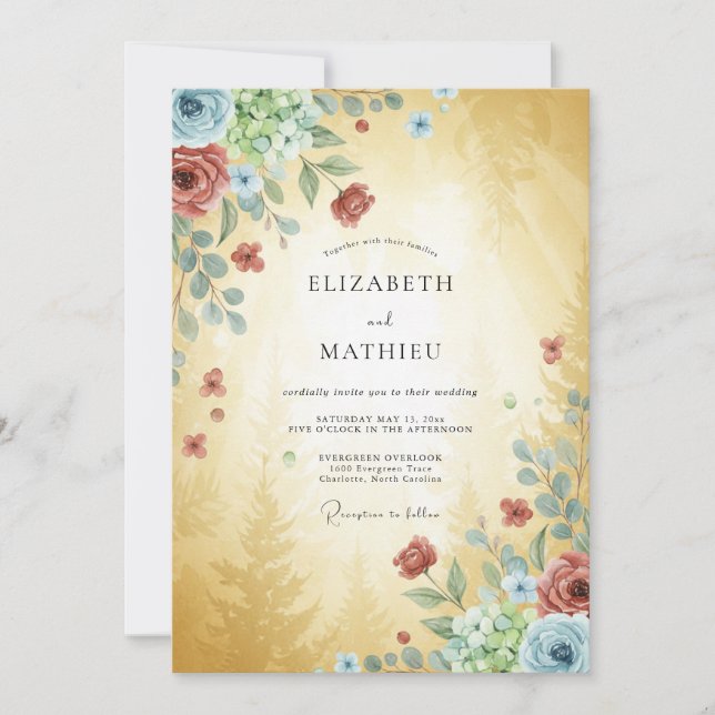 Gold Terracotta Painted Wedding Invitation (Front)