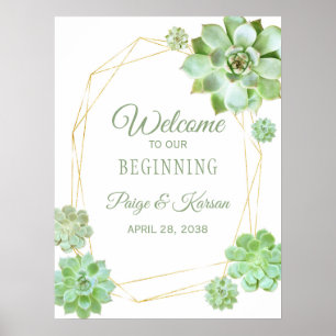 Gold Terrarium Succulent Wedding Welcome Sign