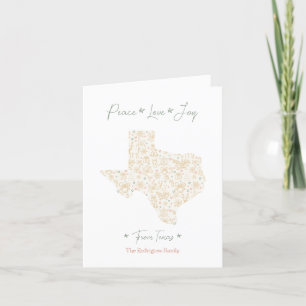 Gold Texas Christmas Line Art Patterned Holiday Card