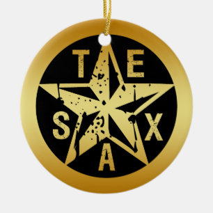 GOLD TEXAS STAR CERAMIC ORNAMENT