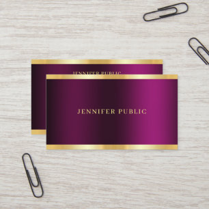 Gold Text Elegant Purple Template Professional Business Card