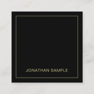 Gold Text Name Elegant Black Template Professional Square Business Card